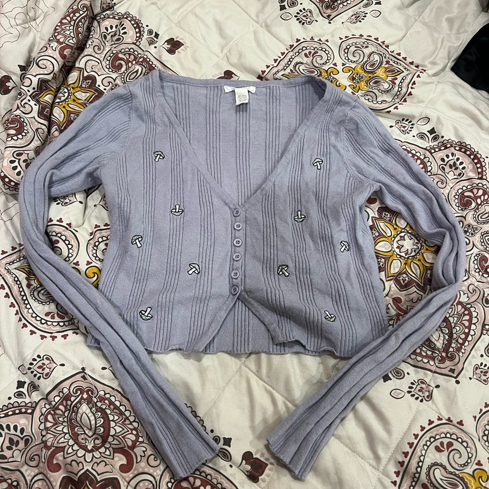 SM Tilt Light Purple Button-Up Cardigan